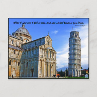 Pisa de toonaangevende tower met Love Quote Briefkaart