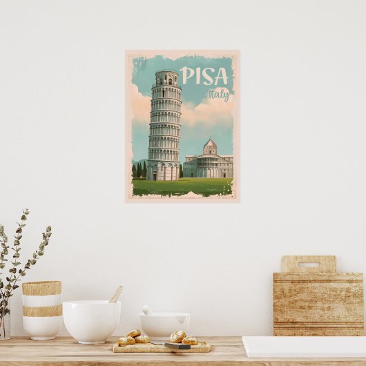 Pisa Italië - Scheve Toren, Piazza dei Miracoli Poster (Keuken)