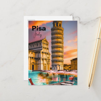 Pisa Italy Travel Postcard, Pisa Travel Art Postca Aankondigingskaart