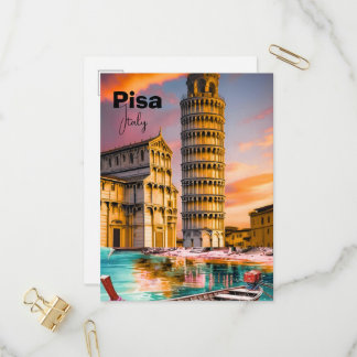 Pisa Italy Travel Postcard, Pisa Travel Art Postca Uitnodiging Briefkaart