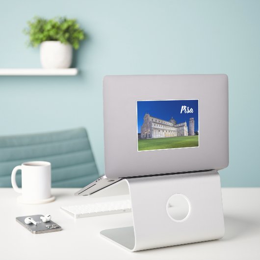 Pisa Leaning Tower Night Panorama Italië Gift Sticker (Laptop op bureau)