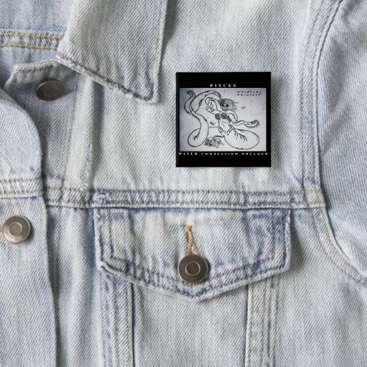 Pisces afdrukken vierkante button 5,1 cm (In situ)