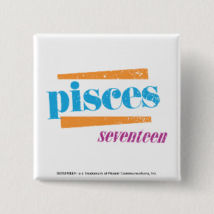 Pisces Aqua Vierkante Button 5,1 Cm