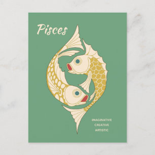 Pisces Art Nouveau Zodiac-teken CC1264 Astrologie Briefkaart