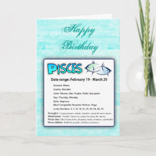 Pisces Astrological Horoscope Zodiac Birthday Card Kaart