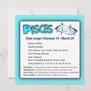 Pisces Astrological Horoscope Zodiac Kaart
