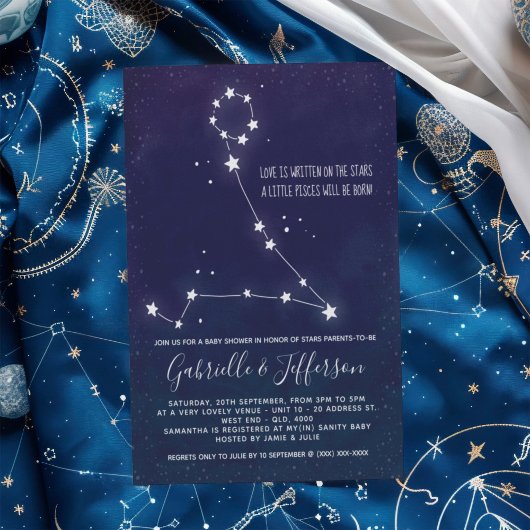 Pisces Astrology Baby shower Kaart