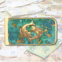 Pisces Astrology Gold Finish Money Clip