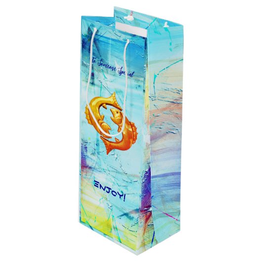 Pisces Birthday Wine Gift Bag Wijn Cadeautas (Voorkant Gekanteld)
