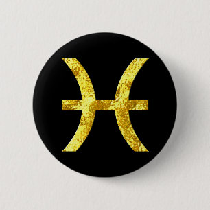Pisces Black Gold Buttonnen Ronde Button 5,7 Cm