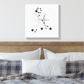 Pisces black & Silver zodiac constellation sterren Canvas Afdruk (Insitu (Slaapkamer))