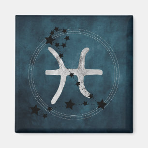 Pisces black & Silver zodiac constellation sterren Magneet