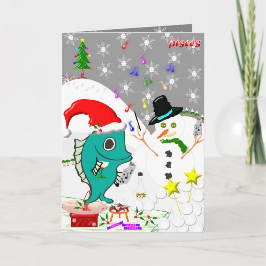 Pisces Carte de Noël. (Devant)