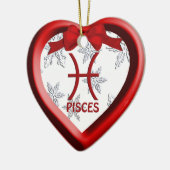 Pisces Coeur Rouge Flocon de neige Ornement de Noë (Gauche)