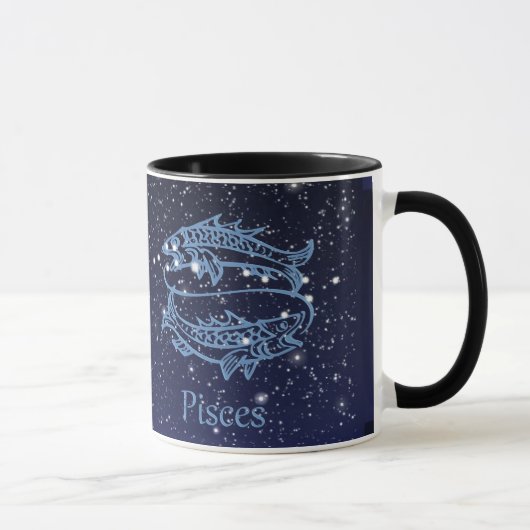 Pisces Constellation and Zodiac Sign met sterren Mok (Rechts)