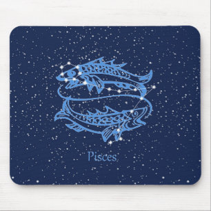 Pisces Constellation and Zodiac Sign met sterren Muismat