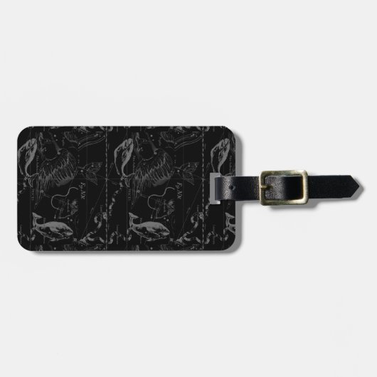 Pisces Constellation Hevelius 1690 Map Engraving Bagagelabel (Voorkant horizontaal)