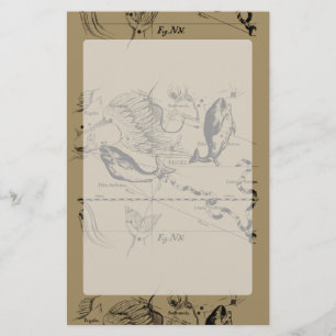Pisces Constellation Hevelius 1690 op Taupe Briefpapier