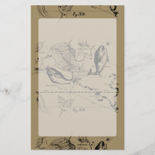 Pisces Constellation Hevelius 1690 op Taupe Briefpapier (Voorkant)