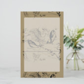 Pisces Constellation Hevelius 1690 op Taupe Briefpapier (Staand voorkant)