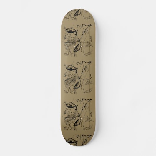 Pisces Constellation Hevelius 1690 op Taupe Skateboard (Voorkant)