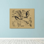 Pisces Constellation Hevelius circa 1690 Canvas Afdruk (Insitu (Houten vloer))