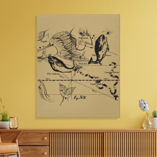 Pisces Constellation Hevelius circa 1690 Canvas Afdruk (Insitu (Woonkamer))