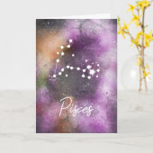 Pisces Constellation Zodiac Purple Galaxy Kaart (Gele Bloem)