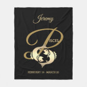 Pisces ♓ de vis - Gold Zodiac Sign Fleece Deken (Voorkant)