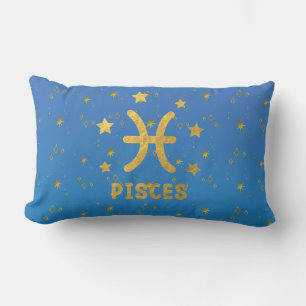 Pisces Dierenriem Blauw en Goud Lenden Kussen