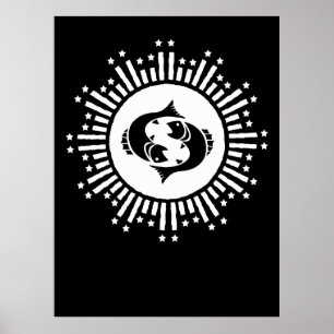 Pisces Dierenriemsymbool met hemelse sterrenexplos Poster