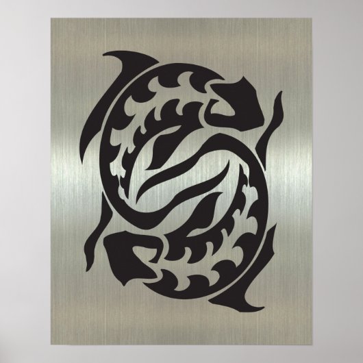 Pisces Fish Silhouette met metallisch effect Poster (Voorkant)