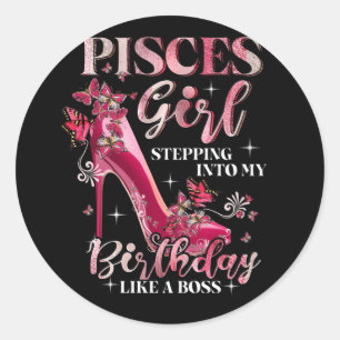Pisces Girl die mijn verjaardag ingaat als een baa Ronde Sticker