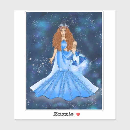 Pisces Goddess in Celestial Galaxy Space Sticker (Vel)