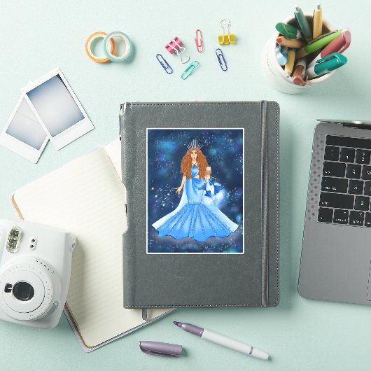Pisces Goddess in Celestial Galaxy Space Sticker (iPad Cover)