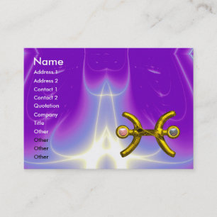 PISCES GOLD ZODIAC SIGN Astrology Paars Violet Visitekaartje