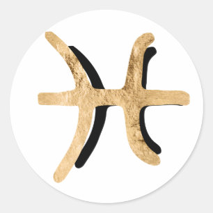 Pisces gouden zwarte textuur zodiac constellatie ronde sticker