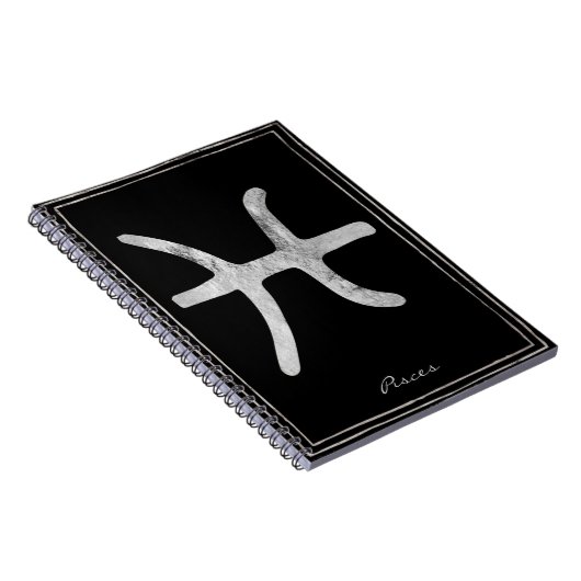 Pisces hammered zilver gestileerde astrologiesymbo notitieboek (Rechterzijde)