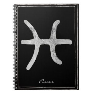 Pisces hammered zilver gestileerde astrologiesymbo notitieboek