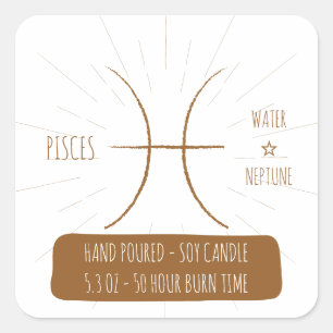 Pisces hand Gegoten Sojakaarslabel Vierkante Sticker