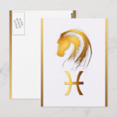 Pisces Horse Anniversaire Astrlogy Carte Postale V (Devant / Derrière)