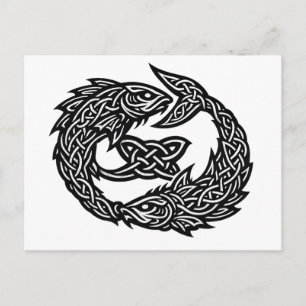 Pisces Keltisch Tweestroom‑Symbool BurnsInHell I Briefkaart