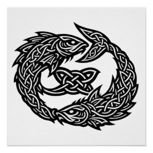 Pisces Keltisch Tweestroom‑Symbool BurnsInHell I Perfect Poster