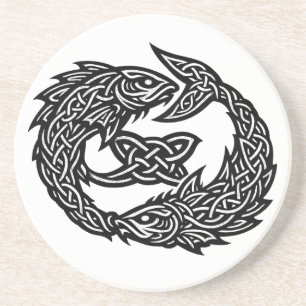 Pisces Keltisch Tweestroom‑Symbool BurnsInHell I Zandsteen Onderzetter