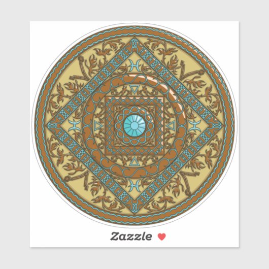 Pisces Mandala Contour Sticker (Vel)