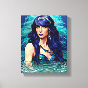Pisces Mermaid Queen Original Fantasy art Canvas Afdruk