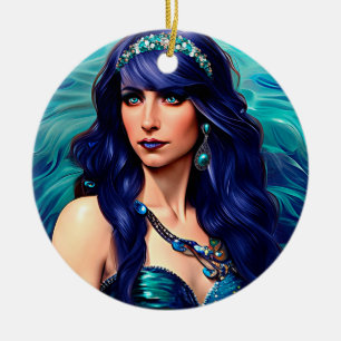 Pisces Mermaid Queen Original Fantasy art Keramisch Ornament