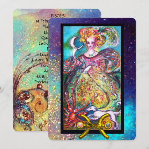 PISCES, MOON LADY, TAROT ASTROLOGY ZODIAC BIRTHDAY KAART