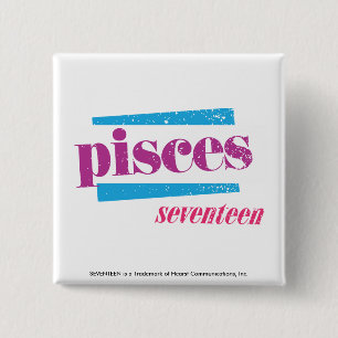Pisces Paars Vierkante Button 5,1 Cm