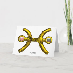 PISCES Roze Witte Parels & Gouden Sterrenbeeld Ver Kaart